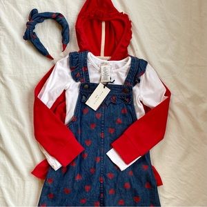 Five Piece Valentine’s Day Set with Hoodie, Dress, T-Shirt, Leggings & Headband